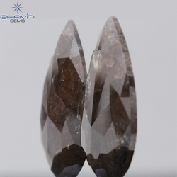 5.78 CT(2 Pcs) Pear Shape Natural Salt and pepper Color I3 Clarity (15.30 MM)