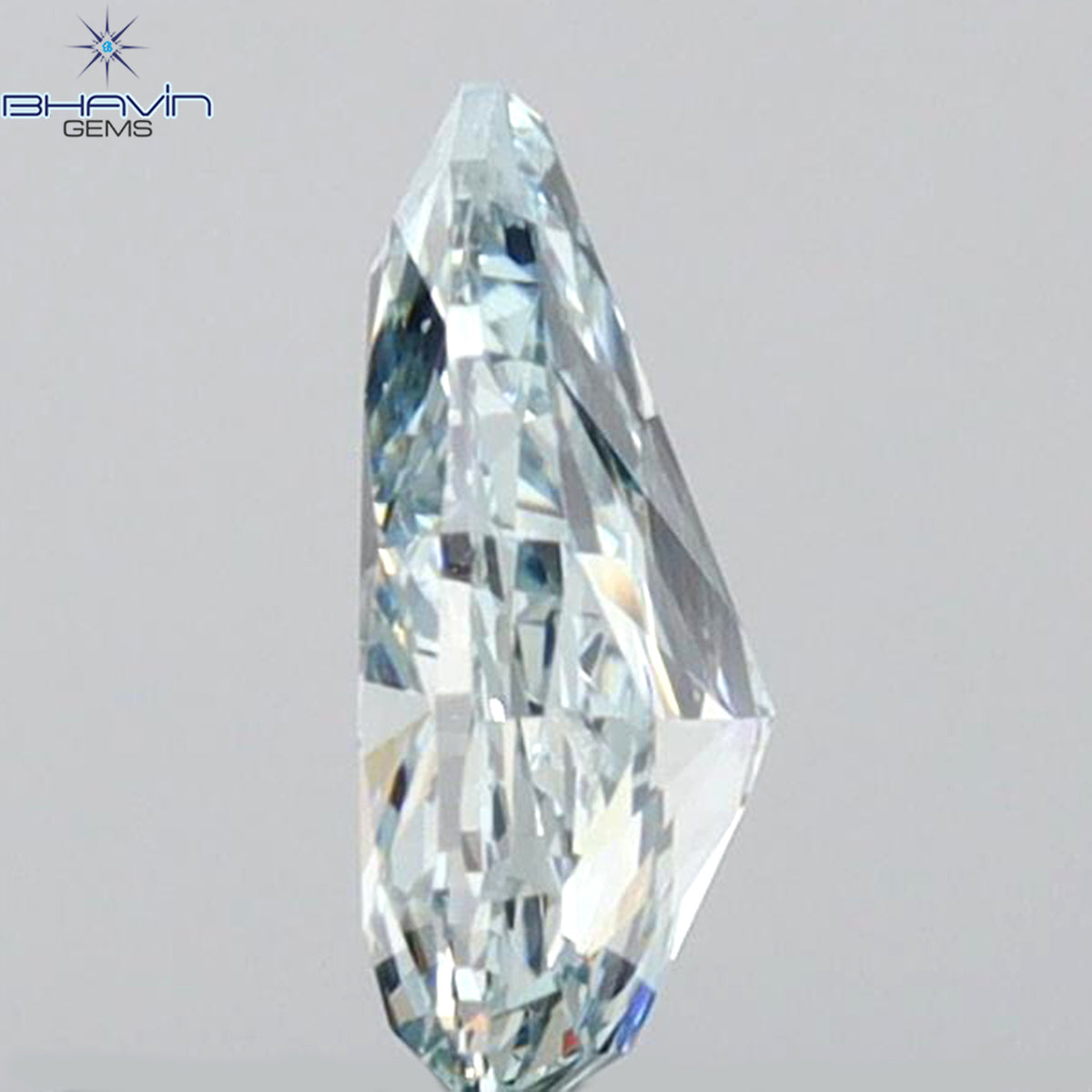 0.46 CT Natural Pear Diamond Enhanced Intense Blue Color Clarity VS1 (6.58 MM)
