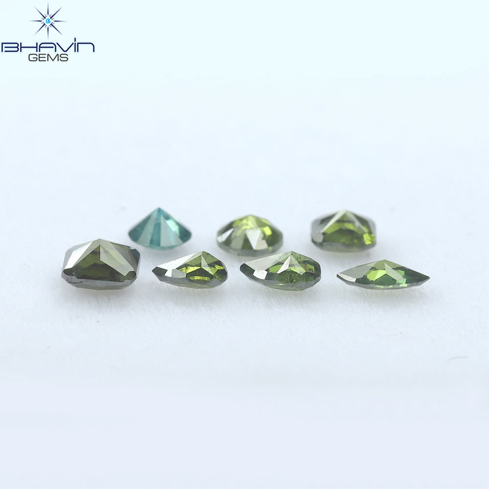 0.83 CT/7 Pcs Mix Diamond Enhanced Green-Blue Diamond Clarity SI (4.20 MM)