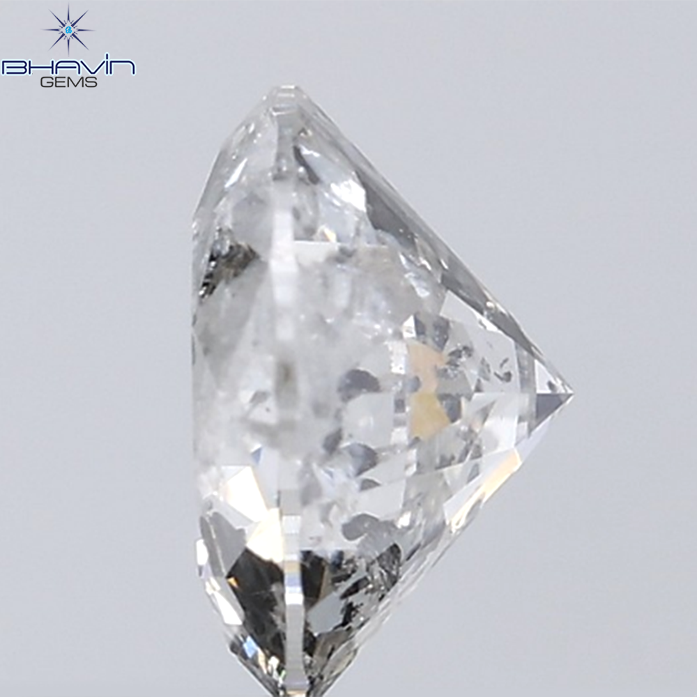 0.44 CT ラフシェイプ ナチュラル ダイヤモンド ブラック グレー (ソルト アンド パッパー) カラー I3 クラリティ (4.95 MM)