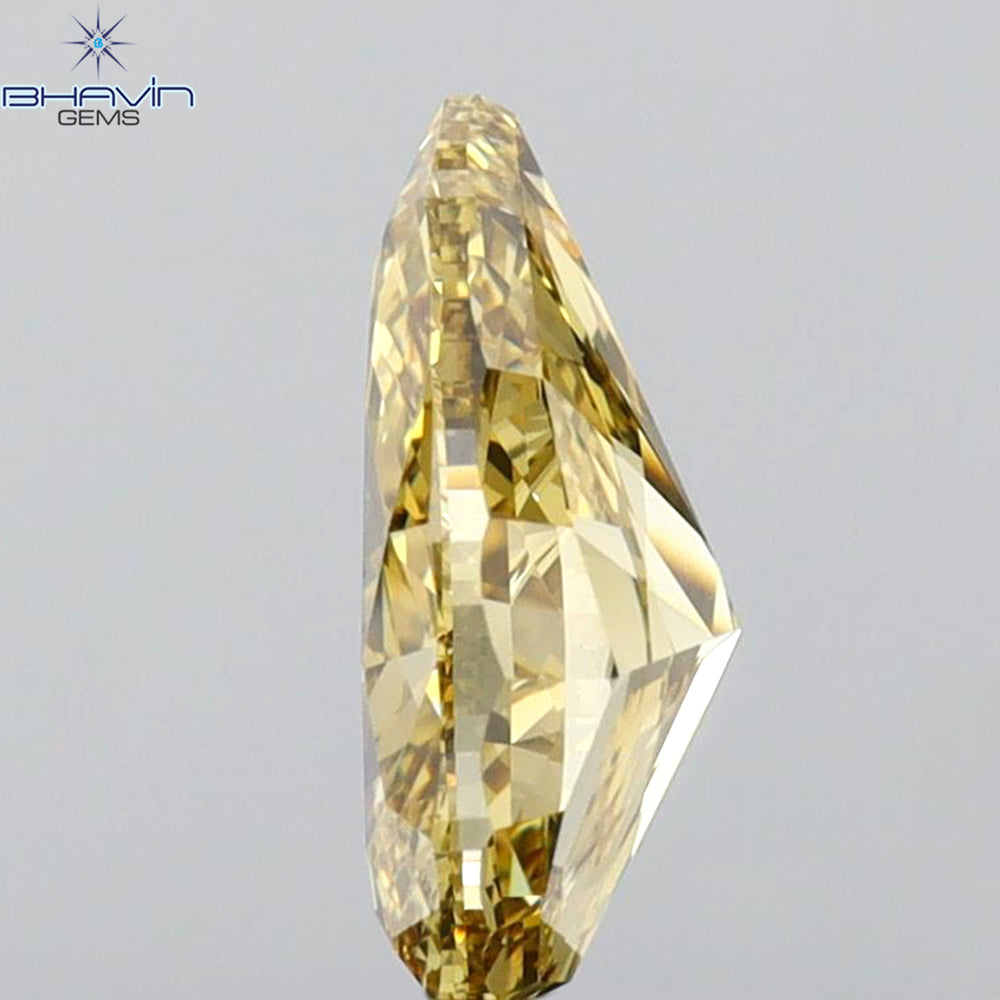 GIA Certified 1.71 CT Pear Diamond Brown Yellow Color Natural Diamond (9.82 MM)