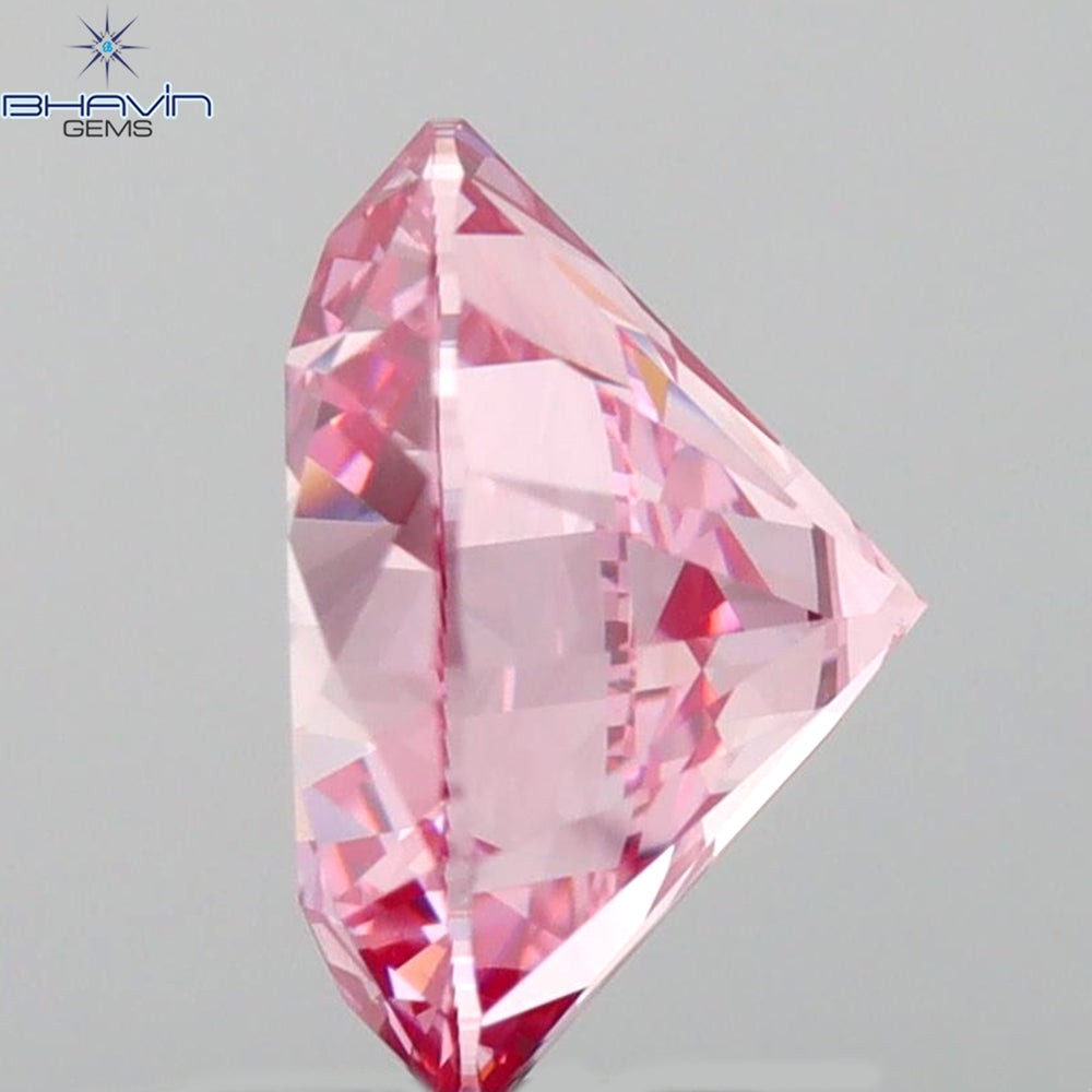 GIA Certified 2.01 CT Round Diamond Enhanced Purplish Pink Color SI1 Clarity (8.08 MM)