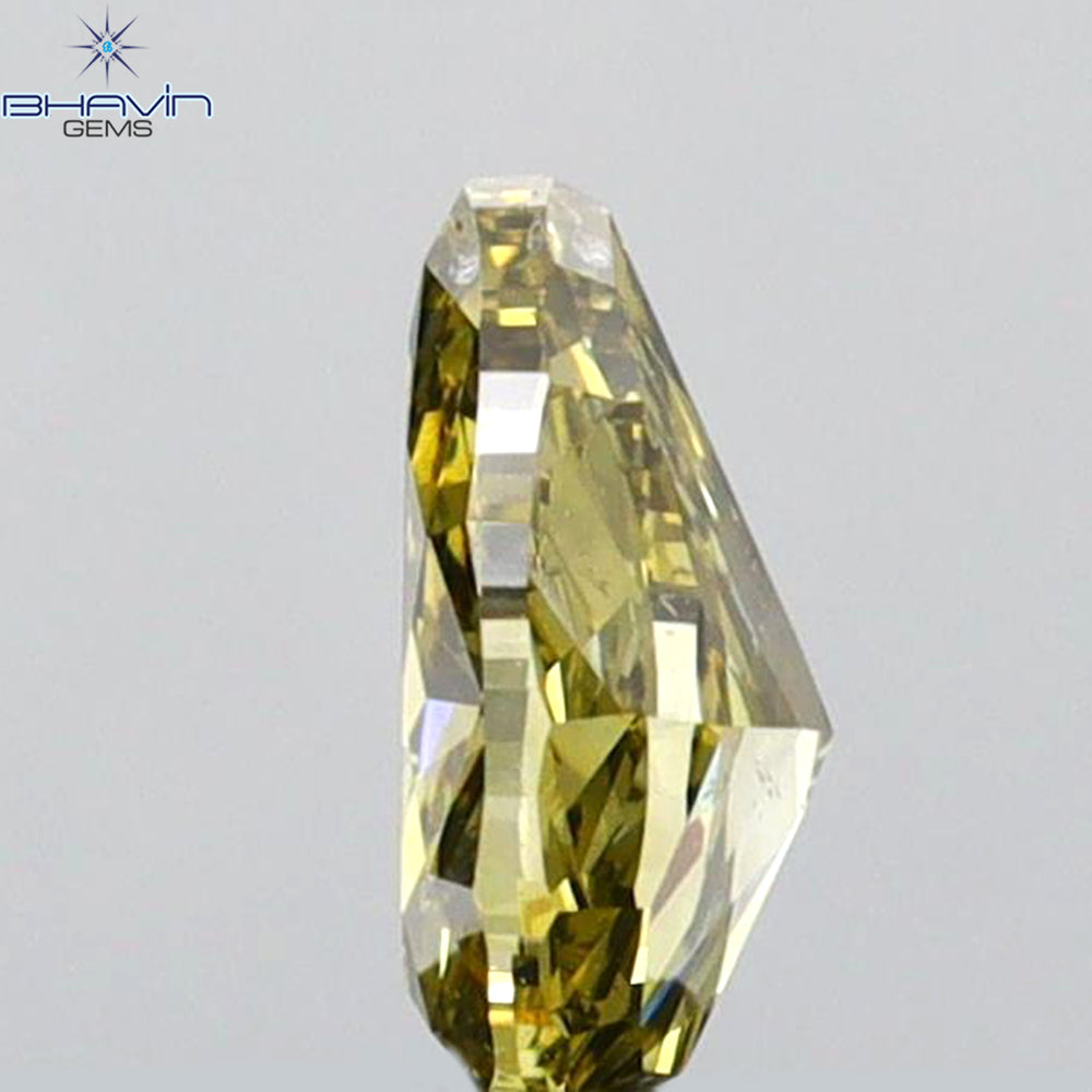 0.40 CT Pear Shape Natural Diamond Green (CHAMELEON) Color VS2 Clarity (5.51 MM)