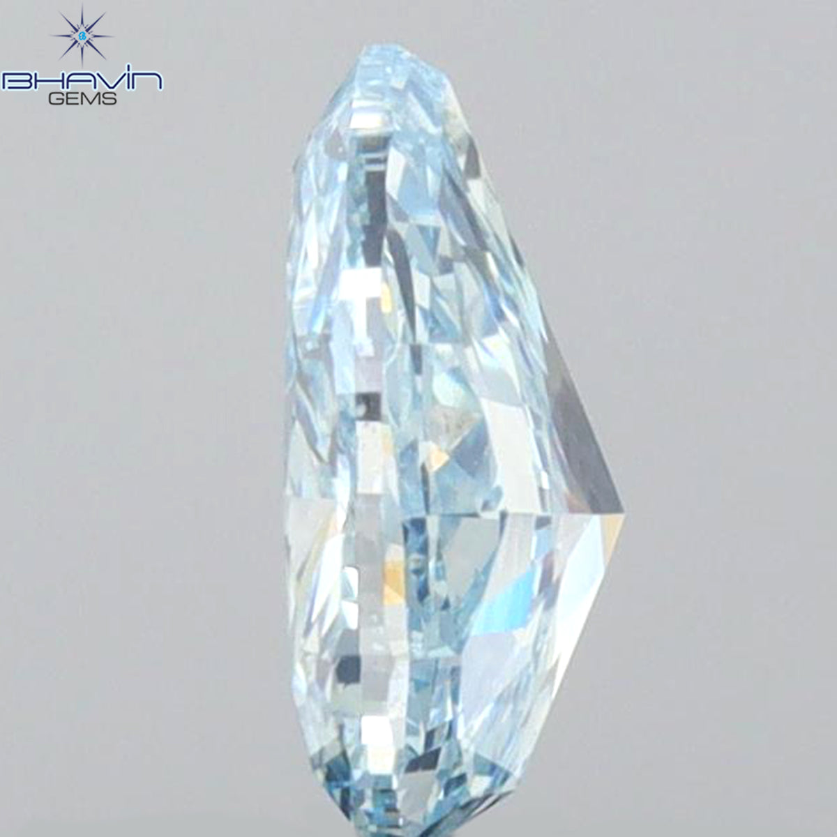 0.69 CT Natural Pear Diamond Enhanced Intense Blue Color Clarity VS1 (7.03 MM)