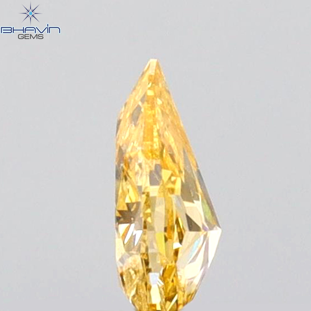 0.28 CT Pear Shape Natural Diamond Orange Yellow Color SI2 Clarity (5.16 MM)