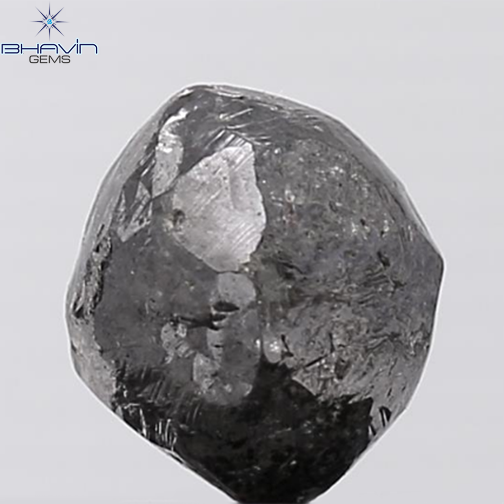 0.44 CT ラフシェイプ ナチュラル ダイヤモンド ブラック グレー (ソルト アンド パッパー) カラー I3 クラリティ (4.95 MM)