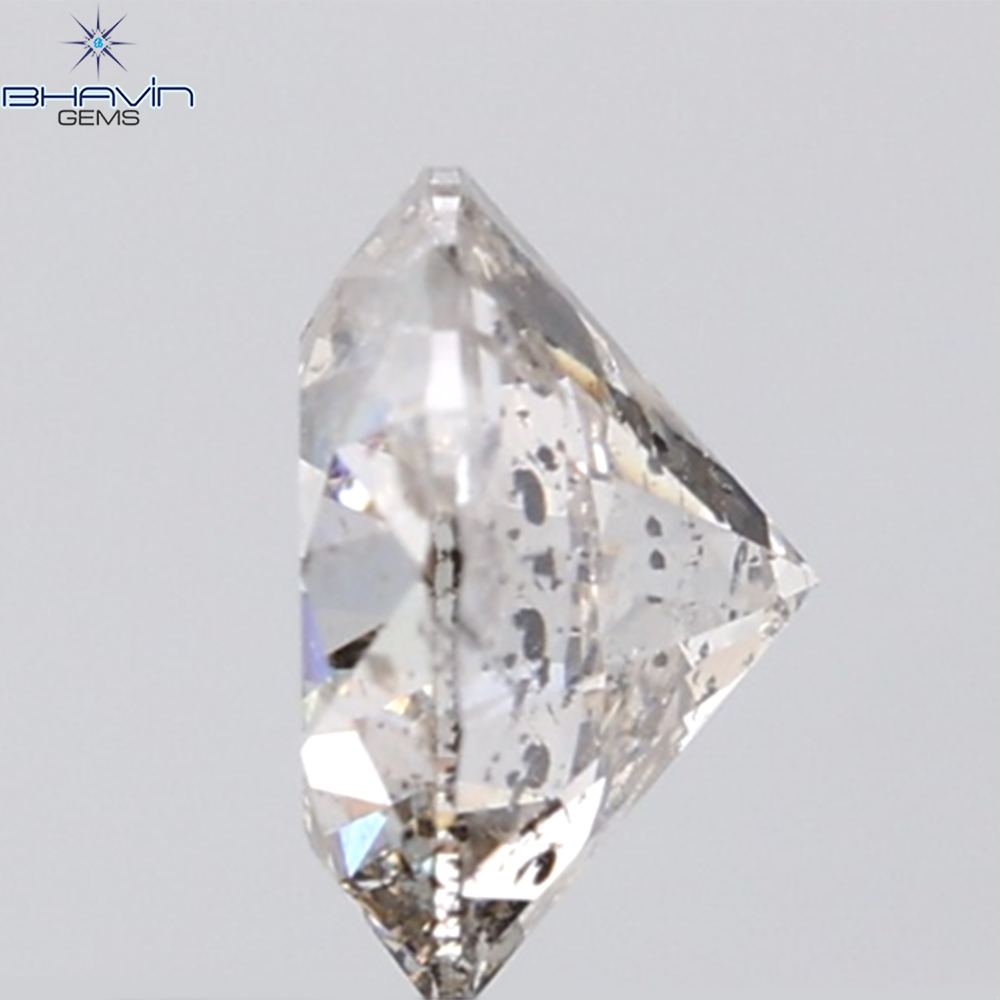 0.44 CT ラフシェイプ ナチュラル ダイヤモンド ブラック グレー (ソルト アンド パッパー) カラー I3 クラリティ (4.95 MM)