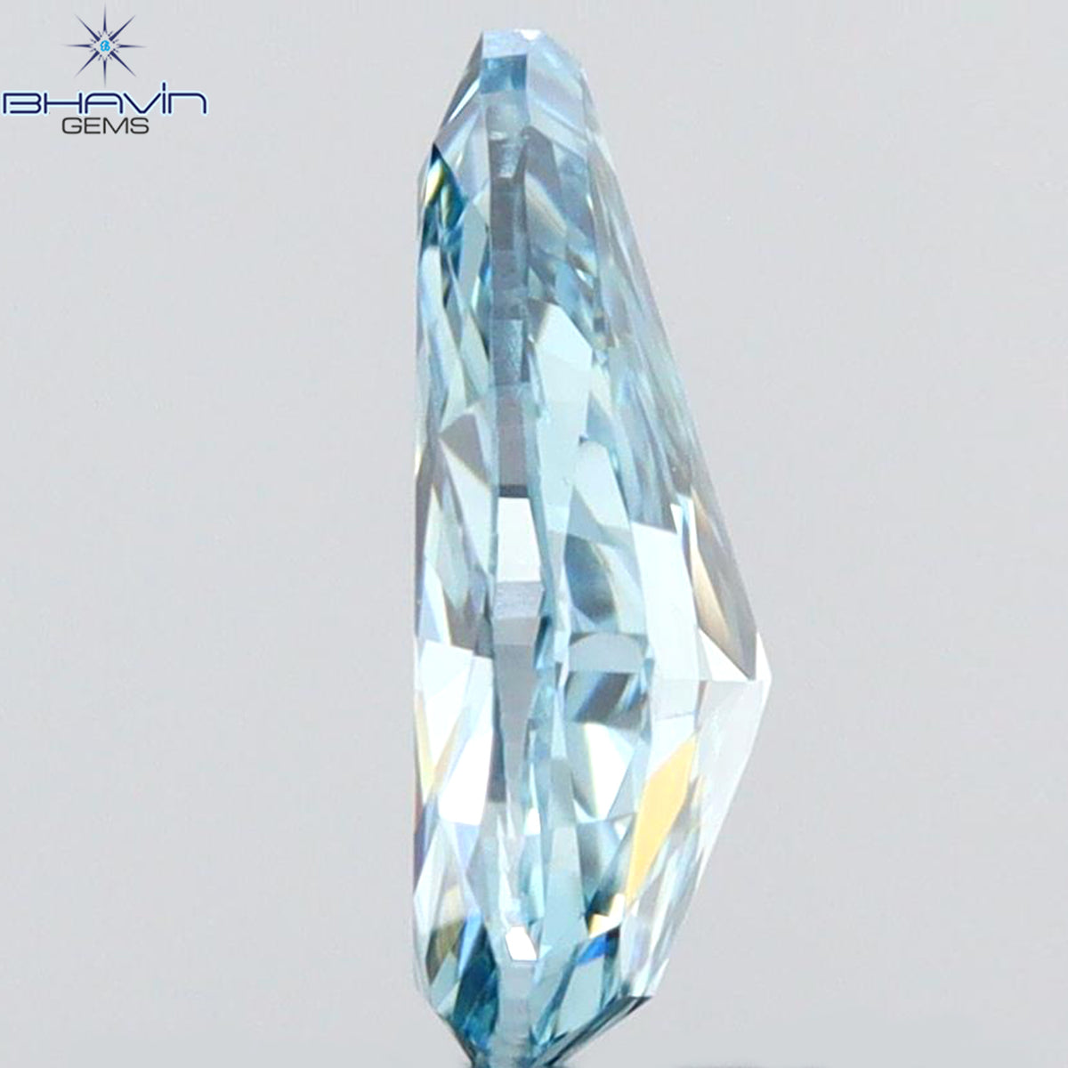 0.41 CT Natural Pear Diamond Enhanced Intense Blue Color Clarity VS1 (6.56 MM)