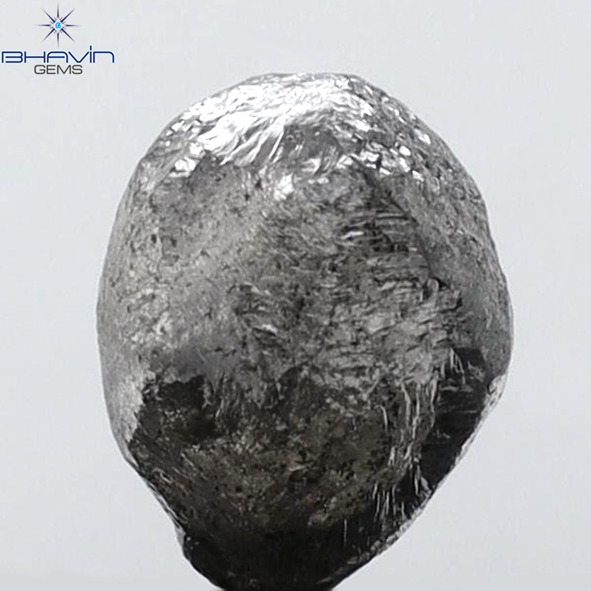 2.49 CT ラフシェイプ 天然ダイヤモンド ソルト＆ペッパーカラー I3 クラリティ (7.36 MM)