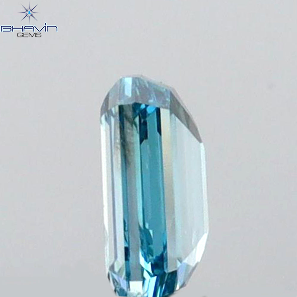 0.24 CT Emerald Shape Natural Diamond Blue Color I1 Clarity (4.29 MM)