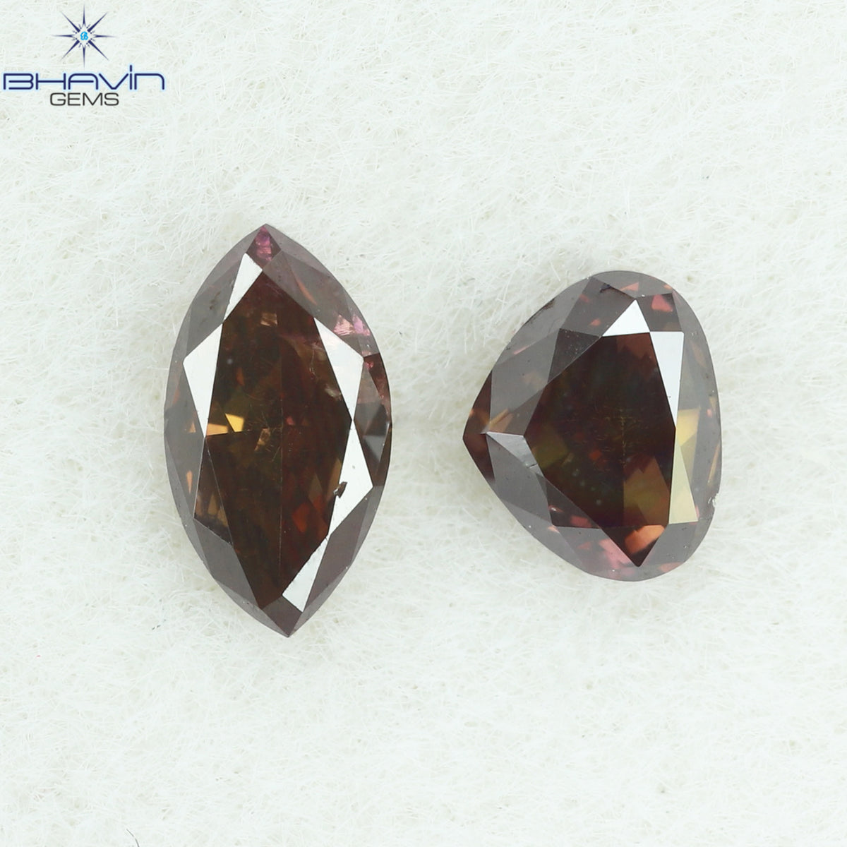 0.34 CT/3 ピース ミックス シェイプ ナチュラル ダイヤモンド グリーン ピンク カラー I1 クラリティ (4.37 MM)