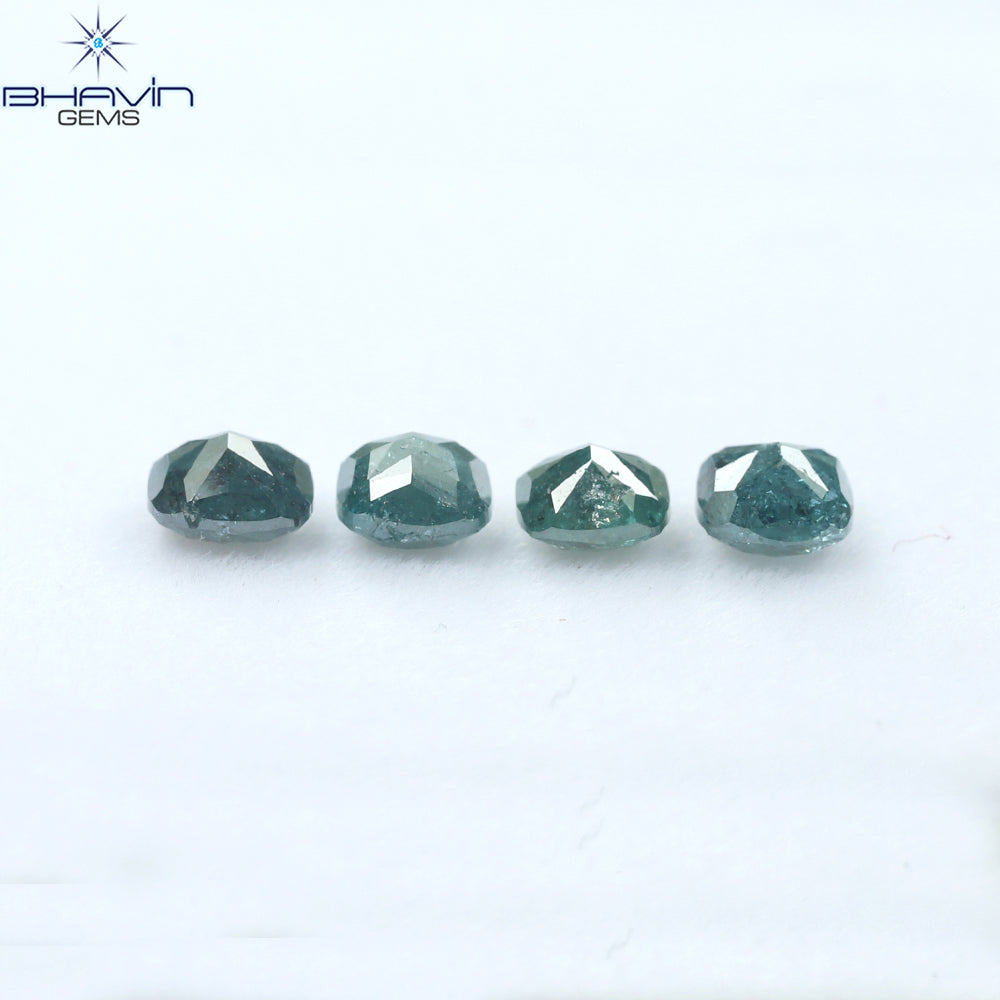1.07 CT/4個 クッションダイヤモンド 天然ダイヤモンド ブルーダイヤモンド クラリティ I3 (3.85 MM)