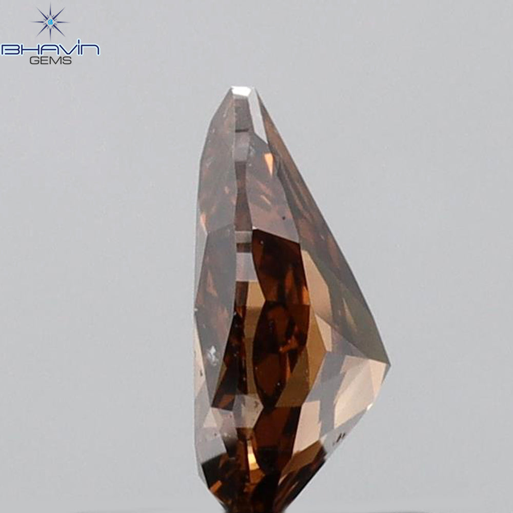 0.46 CT Pear Shape Natural Diamond Red Brown Color SI1 Clarity (6.10 MM)