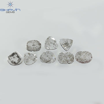 1.32 CT/8 Pcs Natural Uncut Slice Diamond Salt and Pepper Color Clarity I3 (5.57 MM)
