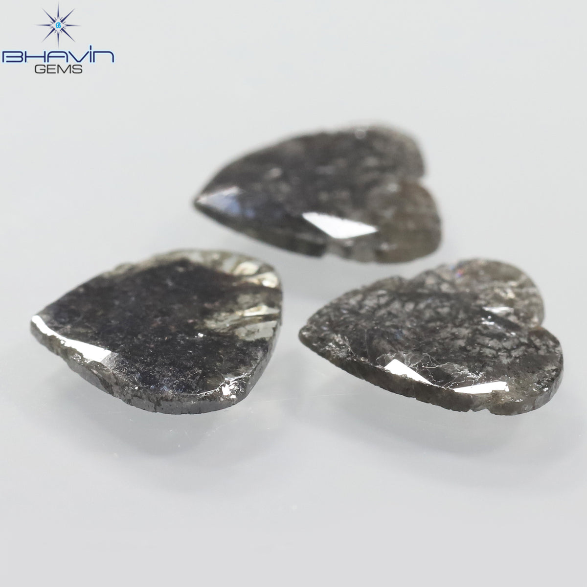 1.75 CT/5 ピース スライス形状 天然ダイヤモンド ソルト アンド ペッパー カラー I3 クラリティ (10.45 MM)