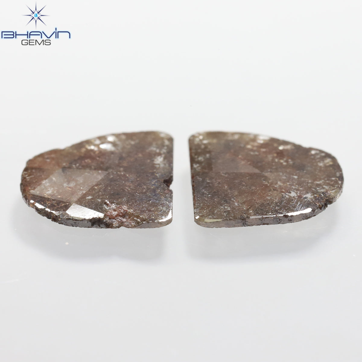 3.25 CT (2 個) ペアー スライス シェイプ ナチュラル ダイヤモンド ブラウン カラー I3 クラリティ (11.72 MM)