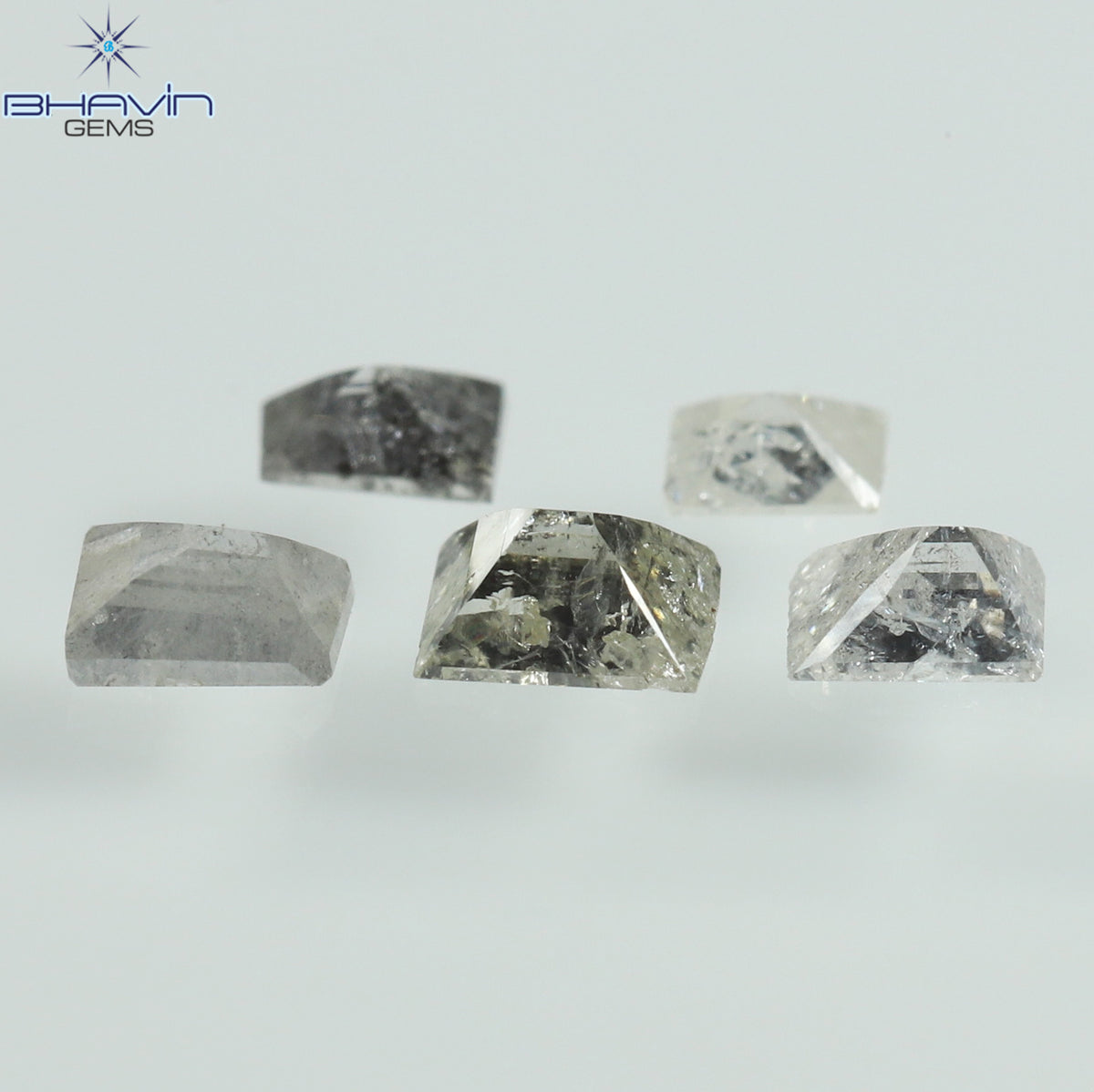 0.40 CT/5 Pcs Natural Square-Baguette Diamond Salt and Pepper Color Clarity I3 (3.21 MM)