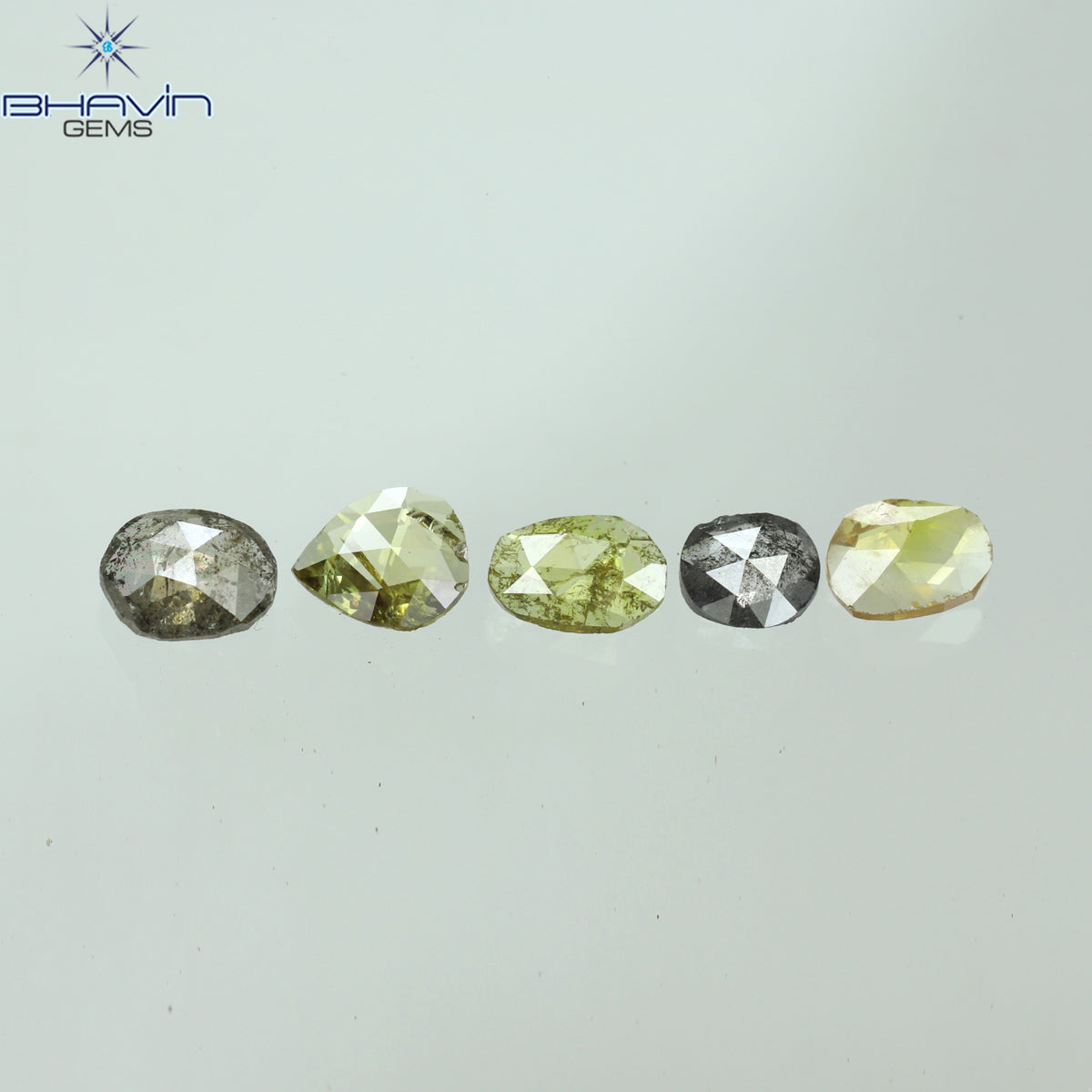 0.58 CT/5 Pcs Natural Polki Rose Cut Diamond Mix Fancy Color Clarity I2 (4.25 MM)