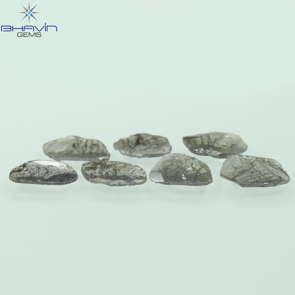 2.51 CT/7 Pcs Natural Slice Diamond Salt and Pepper Color Clarity I3 (8.37 MM)