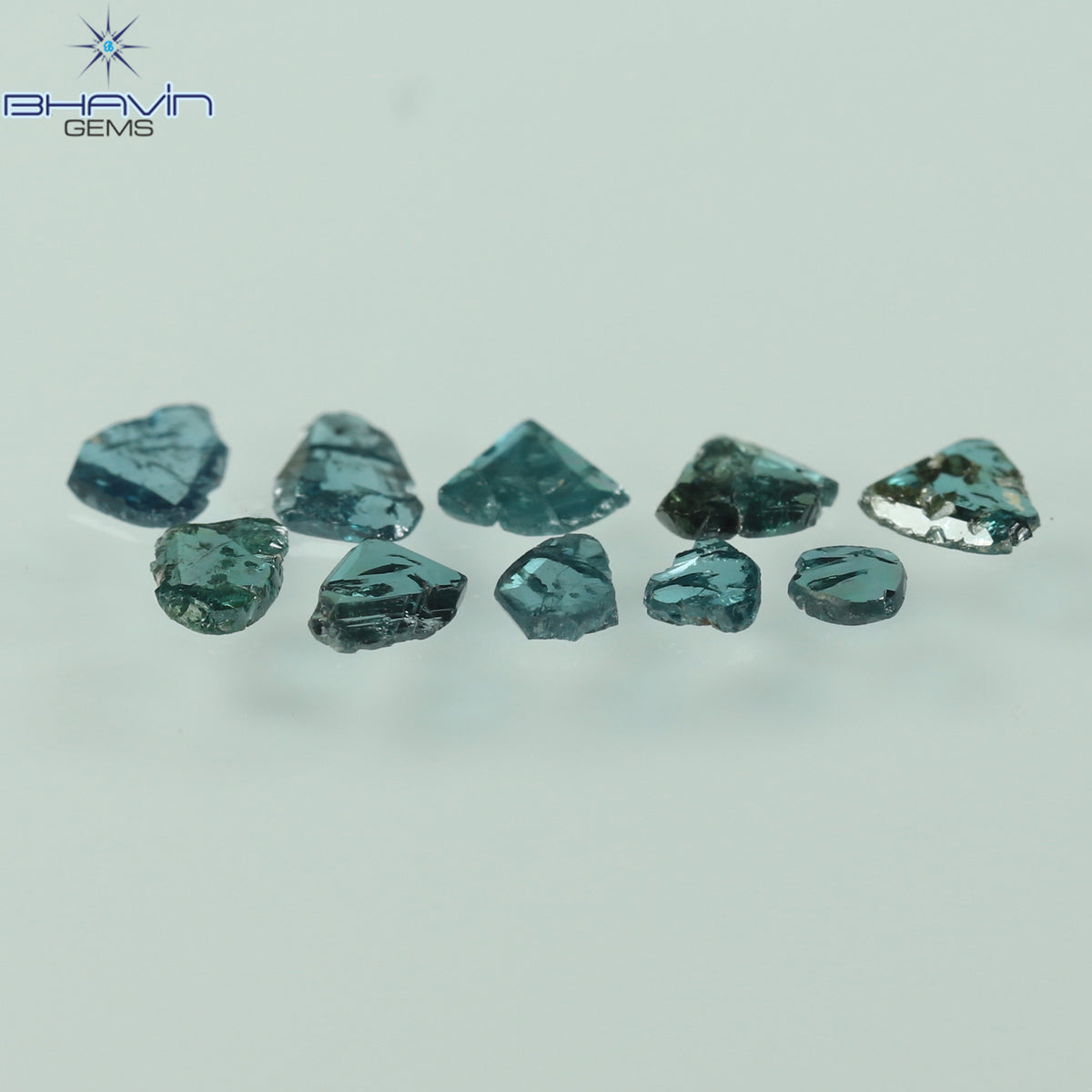 0.53 CT/10 Pcs Natural Uncut Slice Diamond Enhanced Blue Color Clarity I3 (4.18 MM)