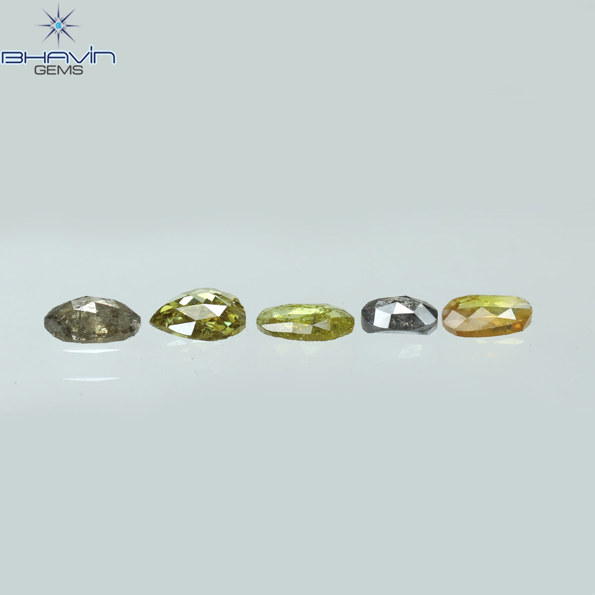 0.58 CT/5 Pcs Natural Polki Rose Cut Diamond Mix Fancy Color Clarity I2 (4.25 MM)