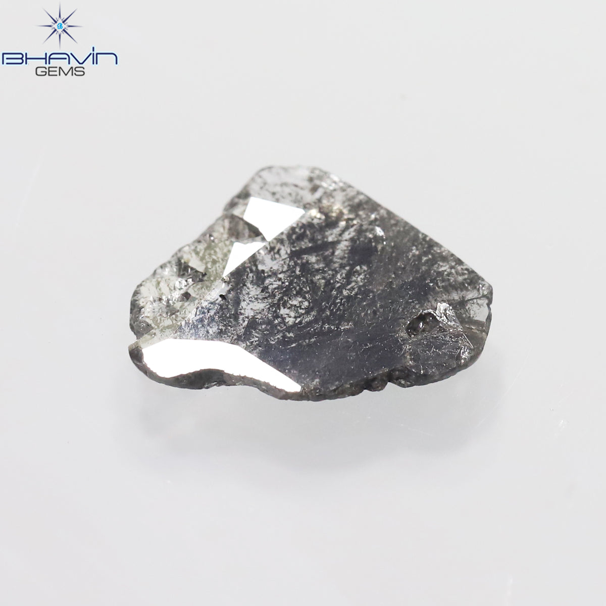 0.95 CT スライス シェイプ ナチュラル ダイヤモンド ソルト アンド ペッパー カラー I3 クラリティ (11.56 MM)