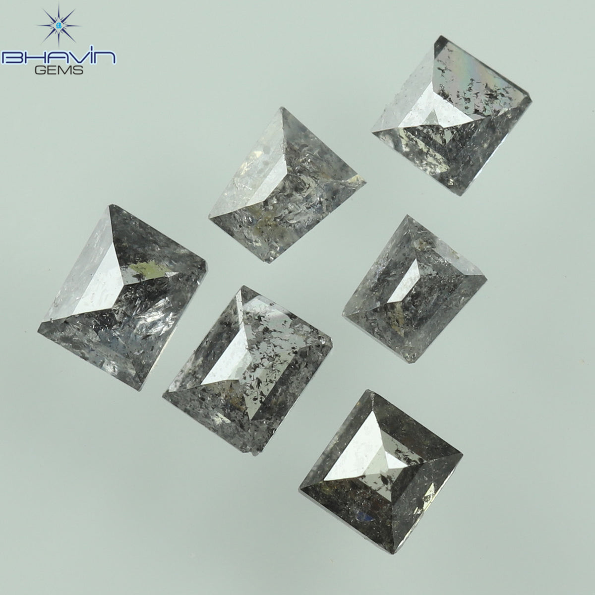 0.33 CT/6 Pcs Natural Square Baguette Diamond Salt and Pepper Color Clarity I3 (2.62 MM)