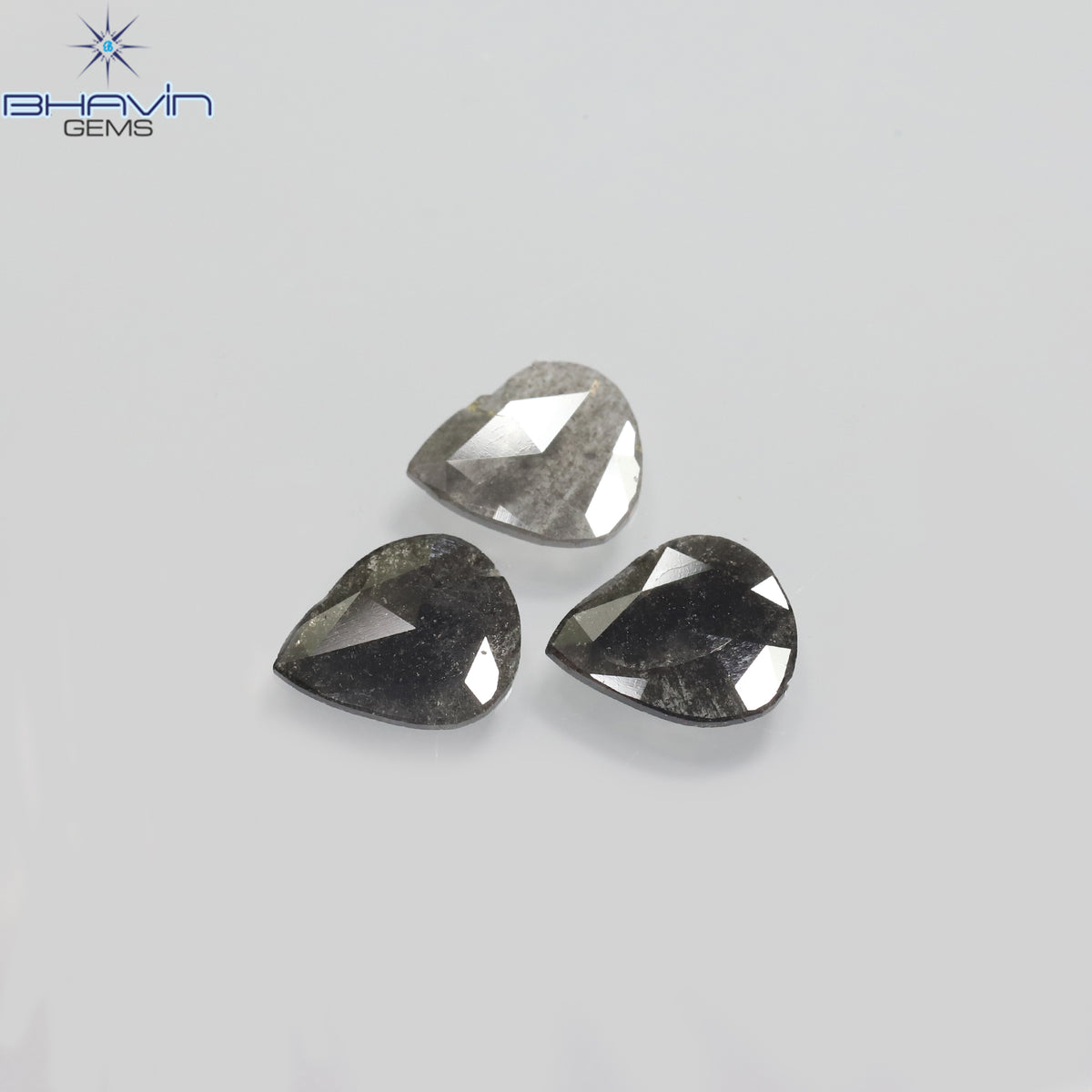 1.75 CT/5 ピース スライス形状 天然ダイヤモンド ソルト アンド ペッパー カラー I3 クラリティ (10.45 MM)