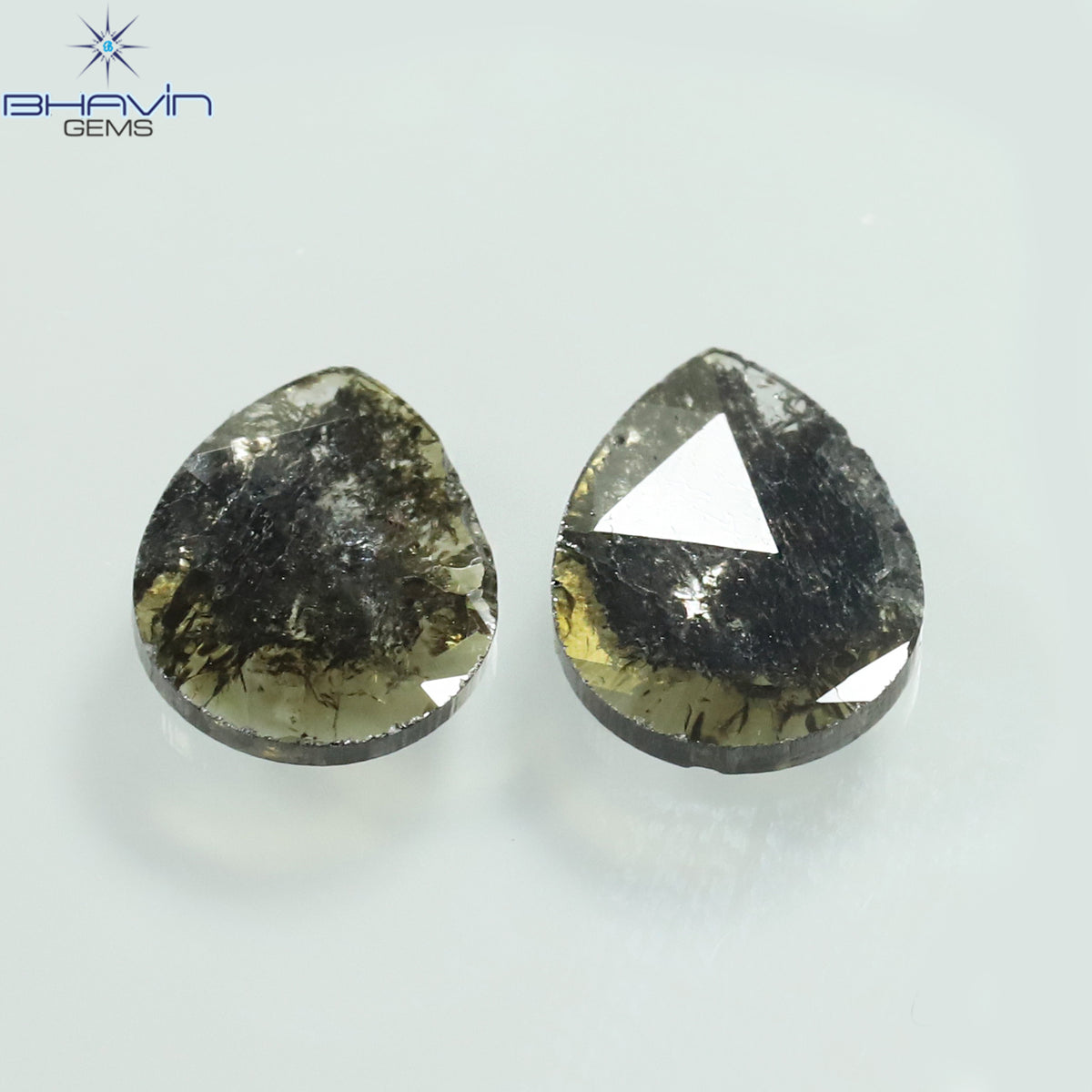1.75 CT/5 ピース スライス形状 天然ダイヤモンド ソルト アンド ペッパー カラー I3 クラリティ (10.45 MM)