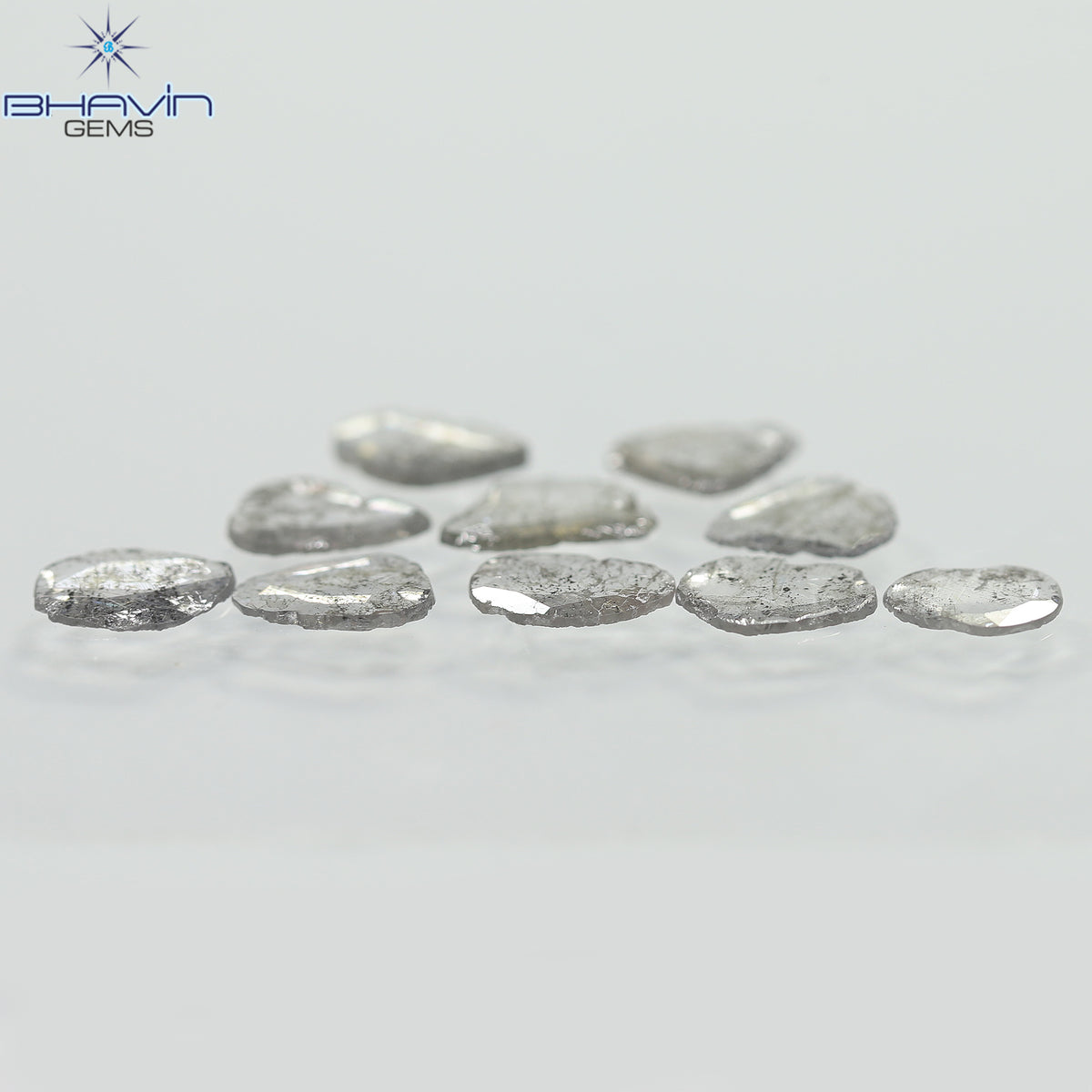 2.05 CT/10 Pcs Natural Slice Diamond Salt and Pepper Color Clarity I3 (6.46 MM)