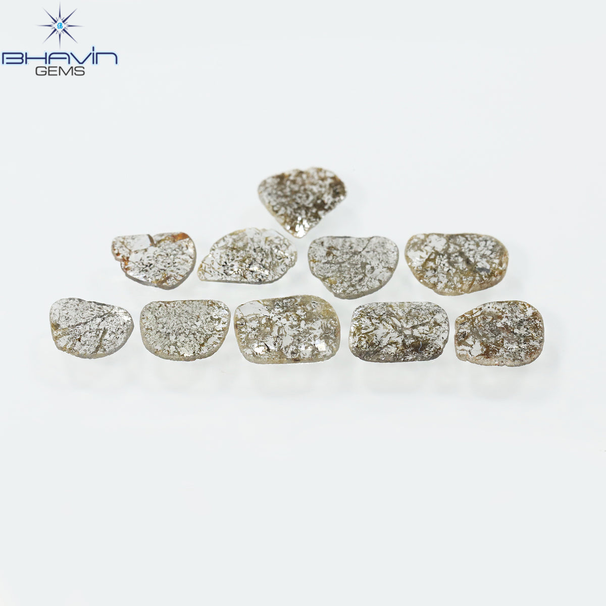 2.57 CT/10 Pcs Natural Slice Diamond Salt and Pepper Color Clarity I3 (6.03 MM)