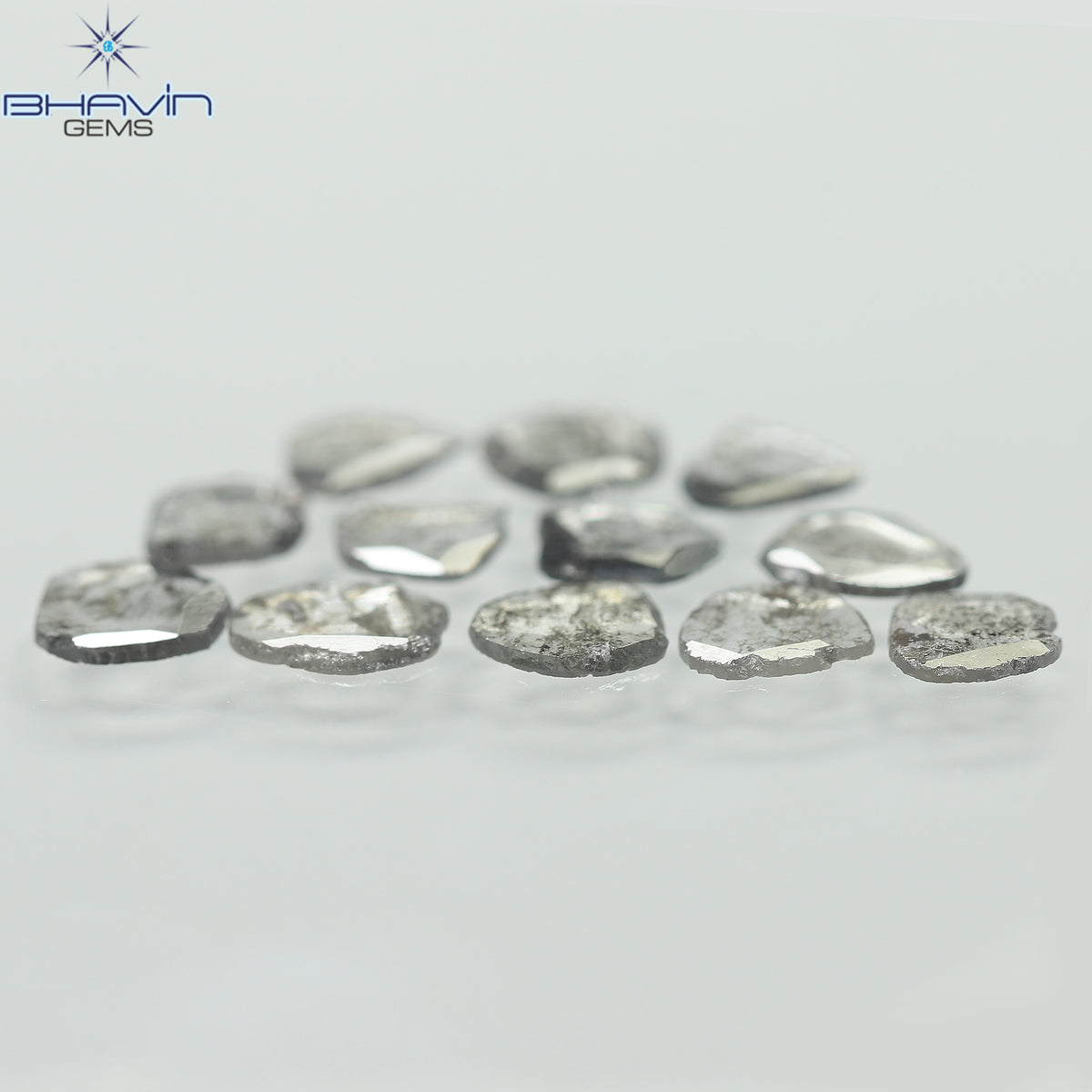 2.15 CT/12 Pcs Natural Slice Diamond Salt and Pepper Color Clarity I3 (6.10 MM)