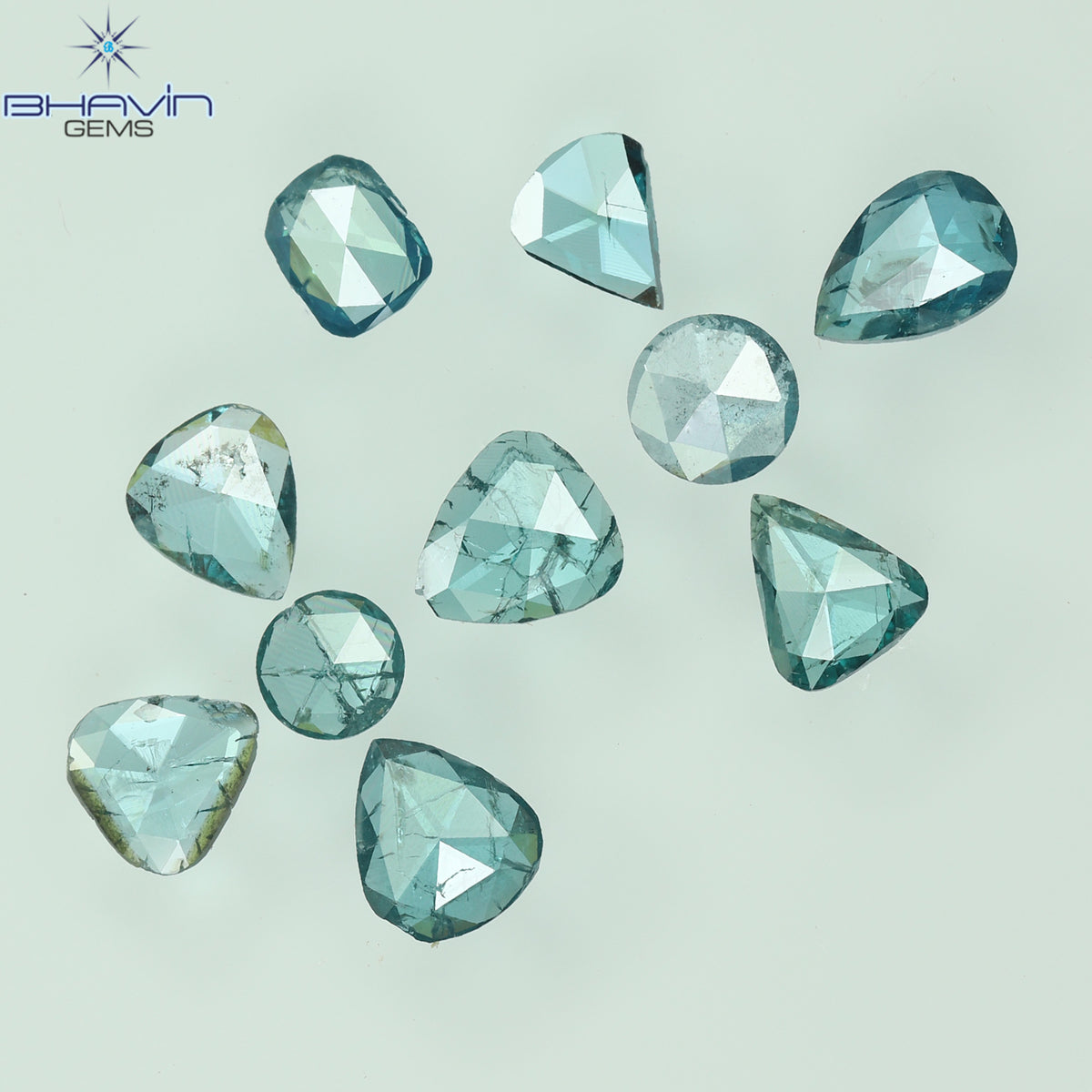 0.80 CT/10 Pcs Natural Mix Shape Diamond Enhanced Blue Color Clarity I1 (4.11 MM)