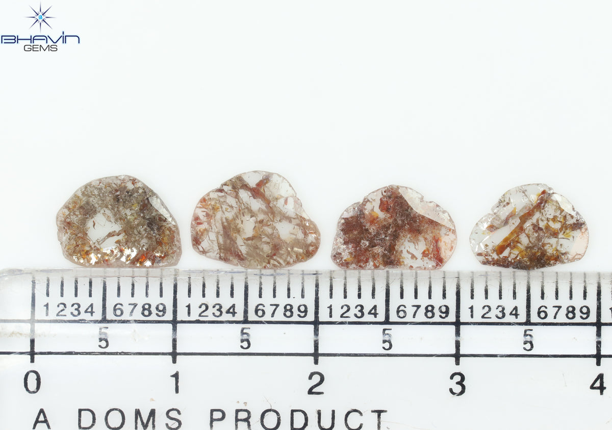 3.57 CT/5 ピース スライス シェイプ ナチュラル ルース ダイヤモンド ブラウン カラー I3 クラリティ (11.59 MM)