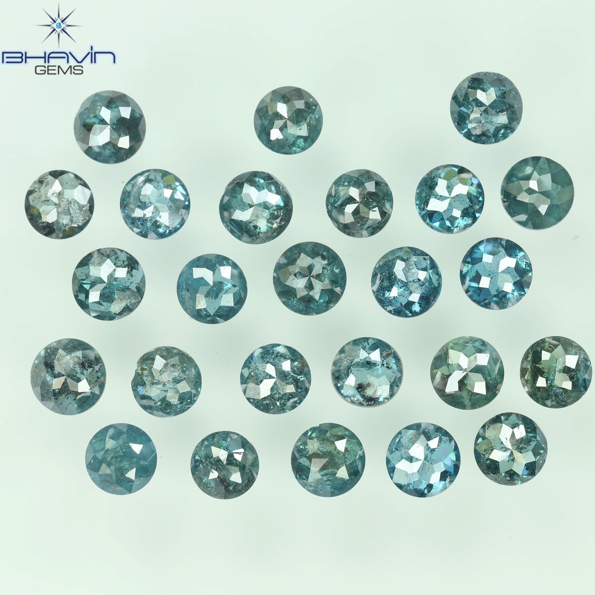 2.81 CT/25 Pcs Natural Round Rose Cut Diamond Enhanced Blue Color Clarity I3 (2.86 MM)