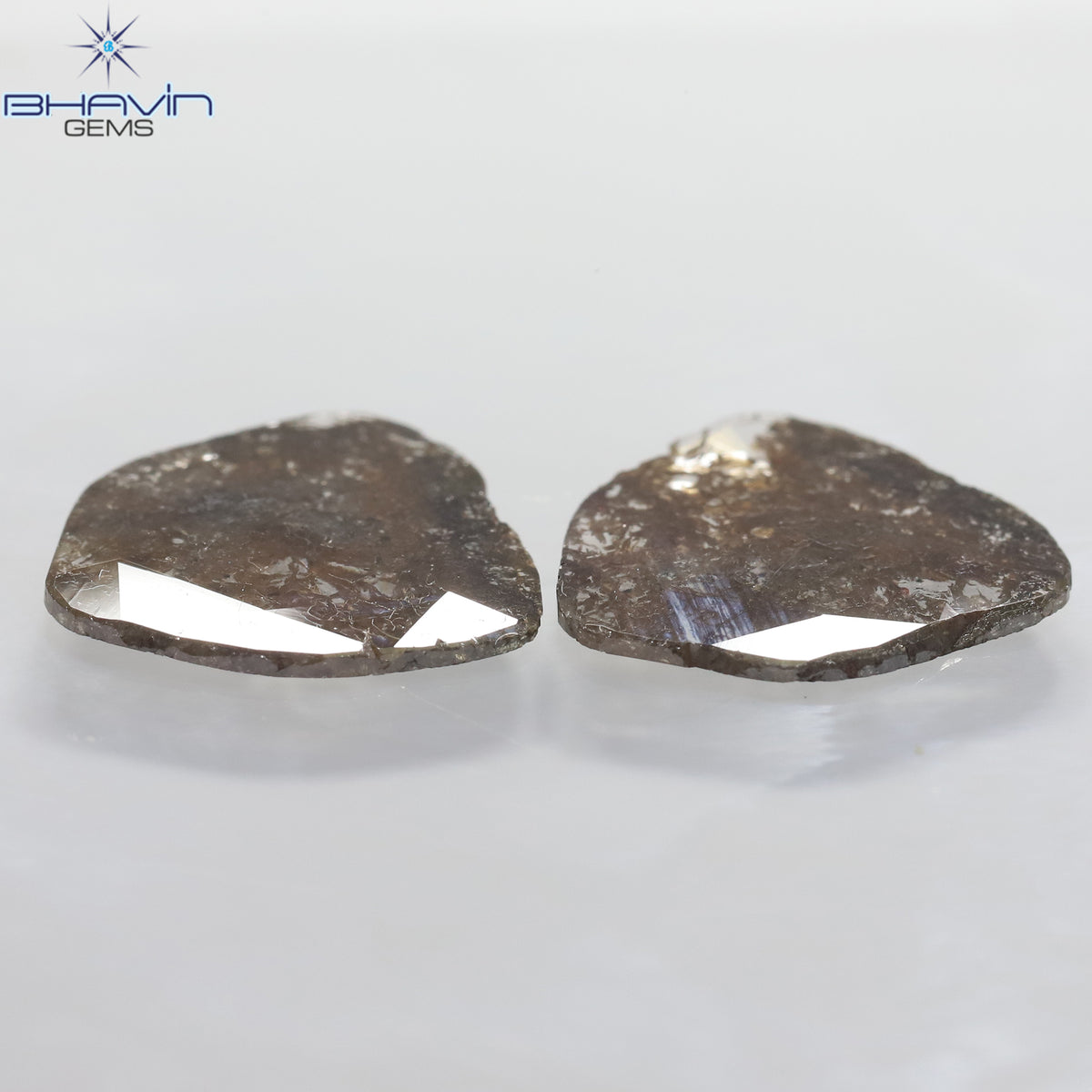 4.03 CT/2 Pcs Natural Uncut Slice Diamond Brown Color Clarity I3 (13.50 MM)