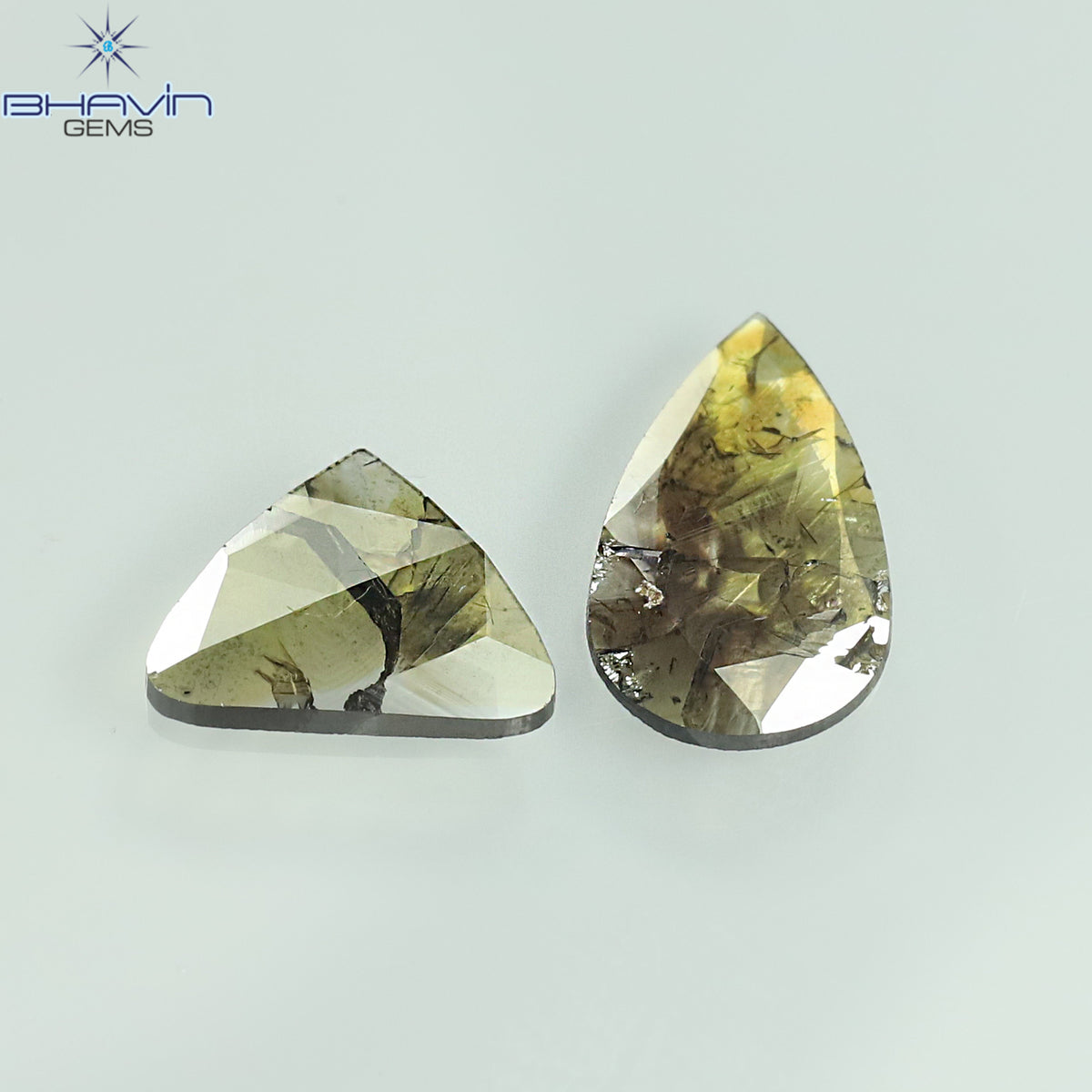 1.26 CT/2 Pcs Natural Pear Slice Diamond Brown Color Clarity I3 (11.95 MM)