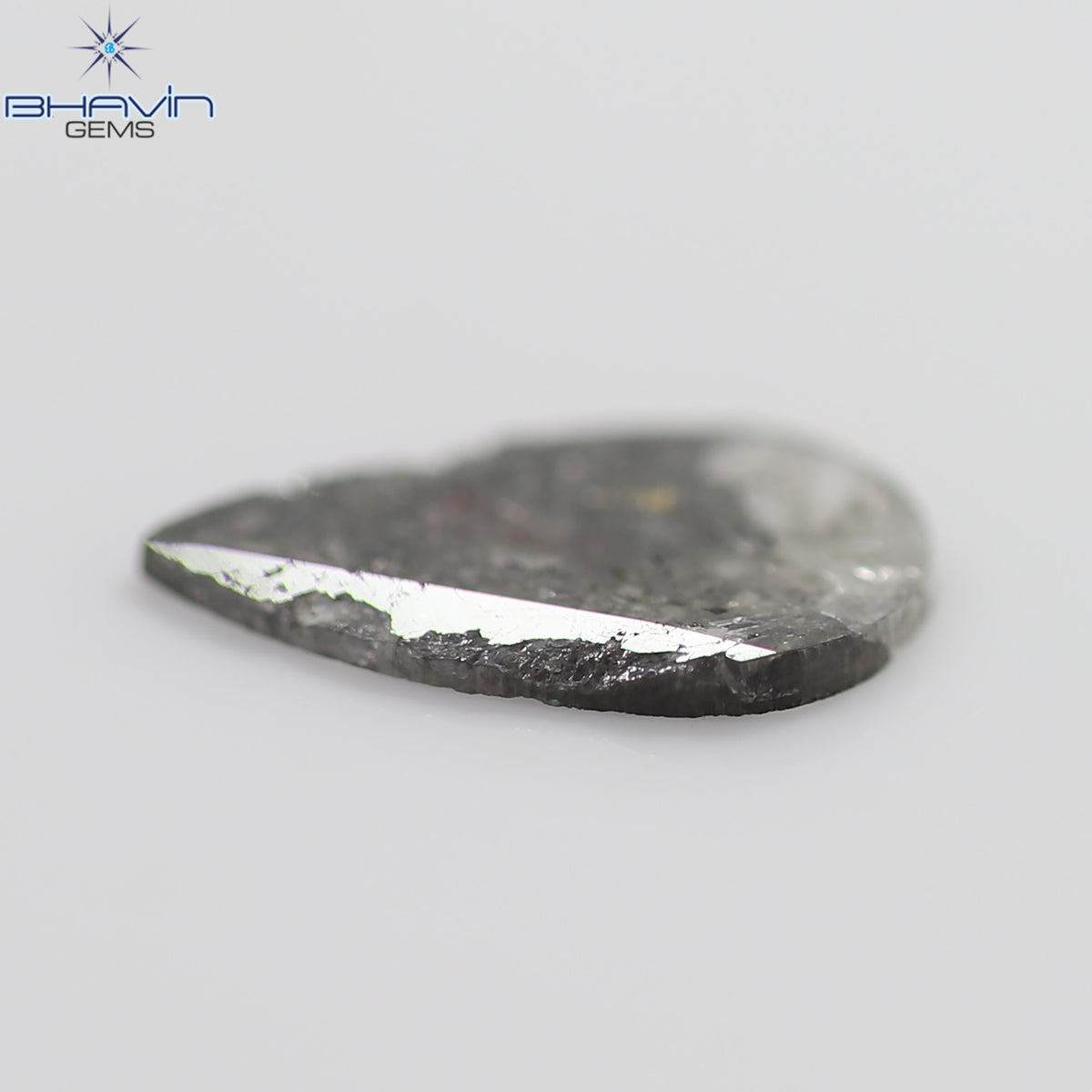 0.69 CT Natural Pear Slice Diamond Salt and Pepper Color Clarity I3 (10.85 MM)