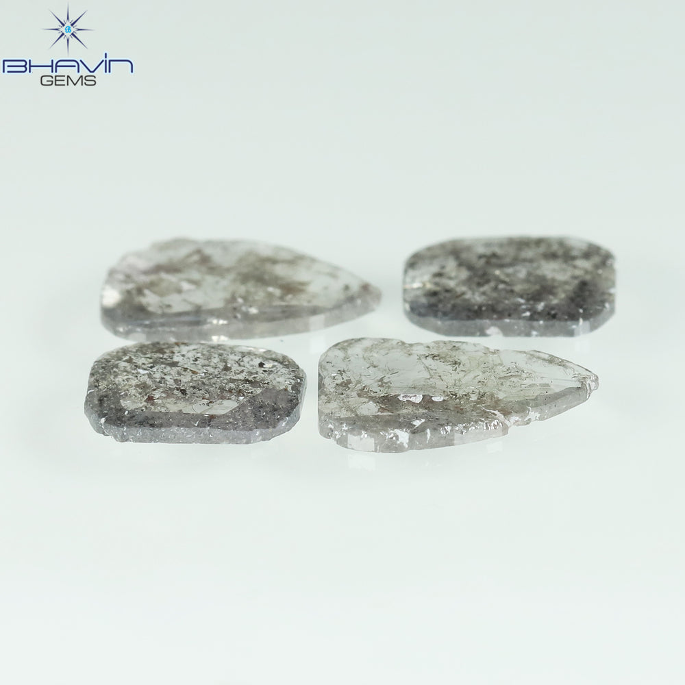 1.19 CT/4 Pcs Slice Shape Natural Diamond Salt And Pepper Color I3 Clarity (7.69 MM)