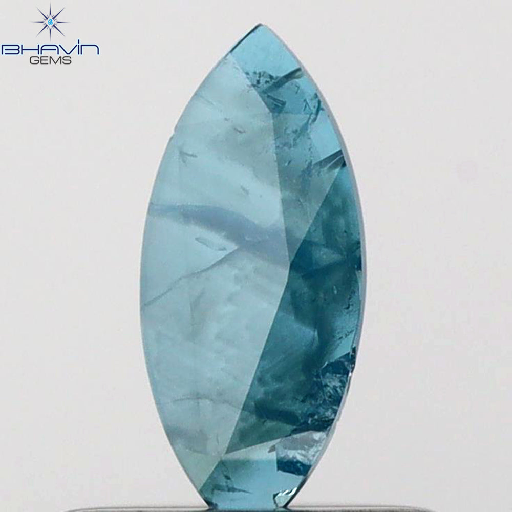 0.17 CT Marquise (Slice) Shape Natural Diamond Blue Color I3 Clarity (7.28 MM)