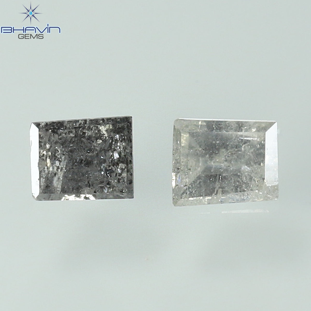 0.33 CT/2 Pcs Natural Square-Baguette Diamond Salt and Pepper Color Clarity I3 (3.57 MM)