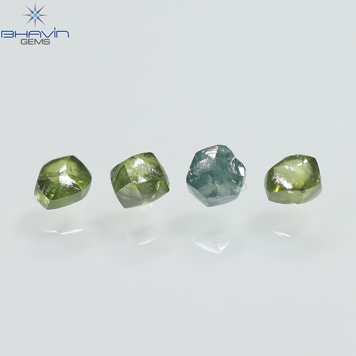0.82 CT/4 Pcs Natural Rough Diamond Enhanced Green-Blue Color Clarity VS-SI (3.30 MM)