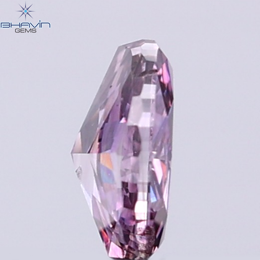 GIA Certified 0.25 CT Oval Shape Natural Diamond Brownish Purple-Pink Color I2 Clarity (4.67 MM)