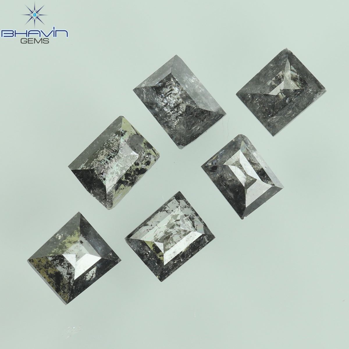 0.31 CT/6 Pcs Natural Square Baguette Diamond Salt and Pepper Color Clarity I3 (2.53 MM)