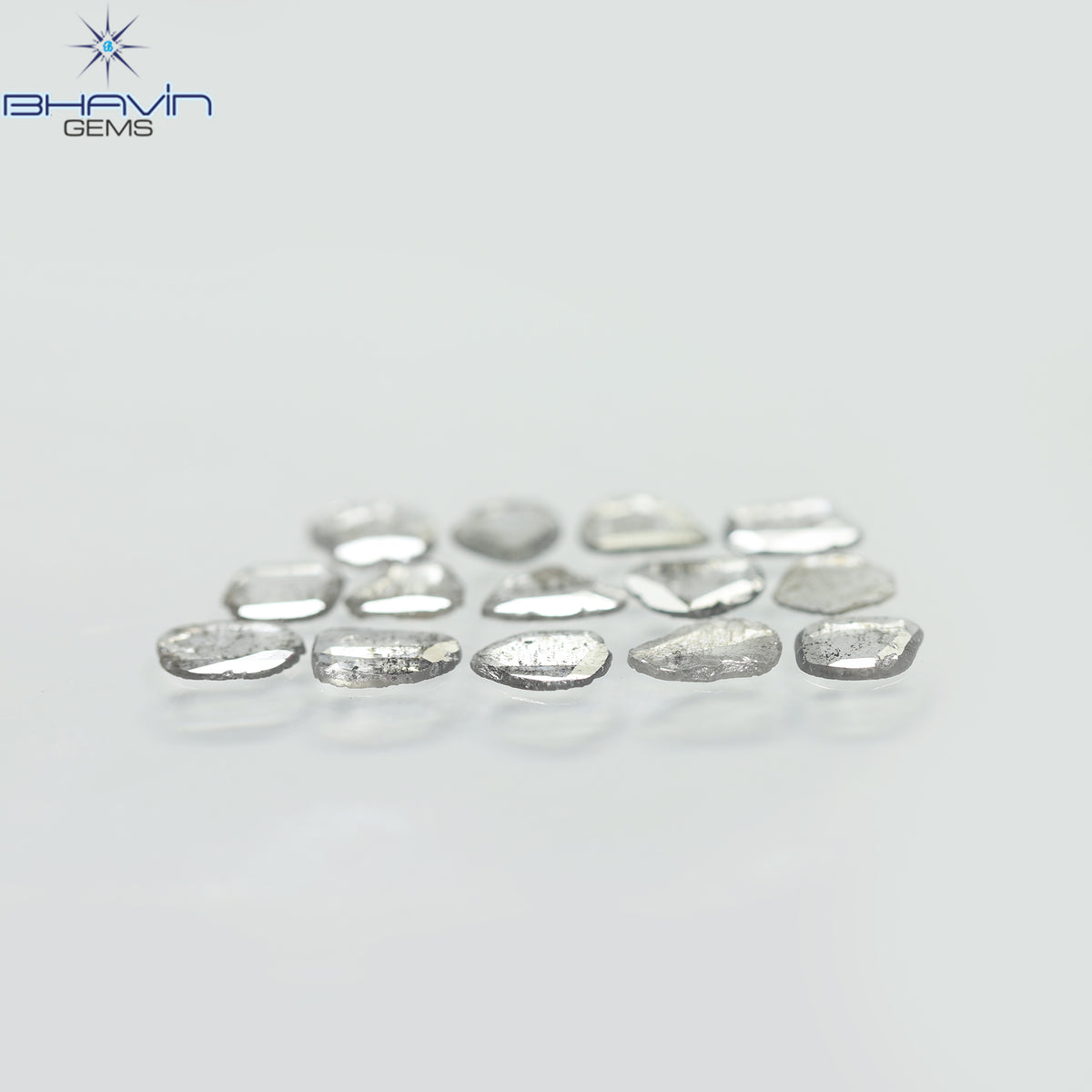1.35 CT/2 ピース スライス形状 天然ダイヤモンド ソルト アンド ペッパー カラー I3 クラリティ (9.55 MM)