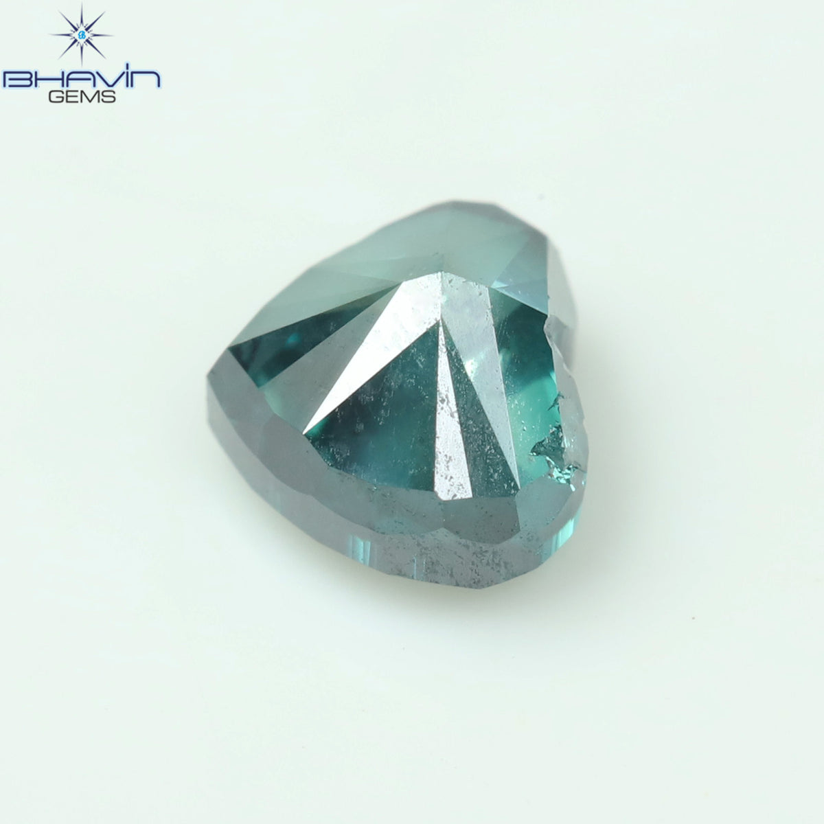 0.49 CT Natural Heart Diamond Enhanced Bluish Green Color Clarity SI1 (4.60 MM)