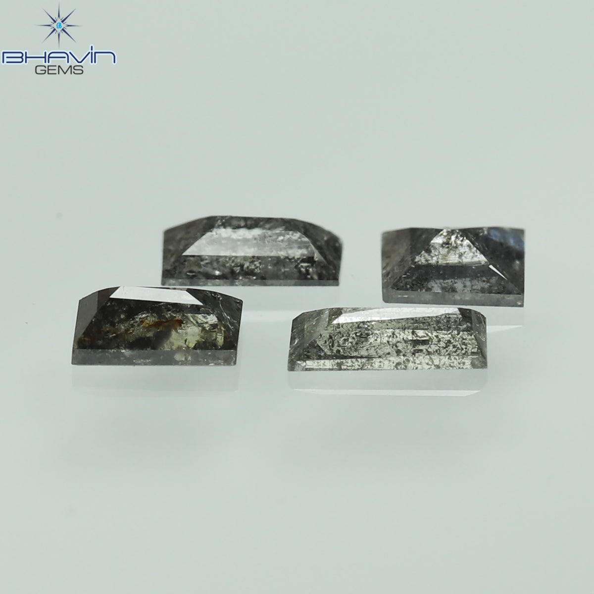 0.38 CT/4 Pcs Natural Baguette Diamond Salt and Pepper Color Clarity I3 (4.10 MM)