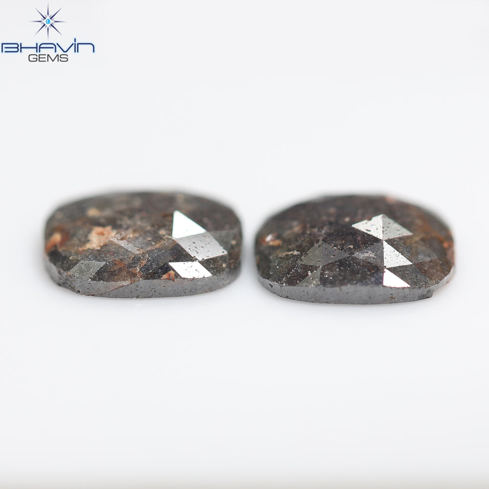 2.67 CT/2 Pcs Cushion Shape Natural Diamond Sat And Pepper Color I3 Clarity (8.26 MM)