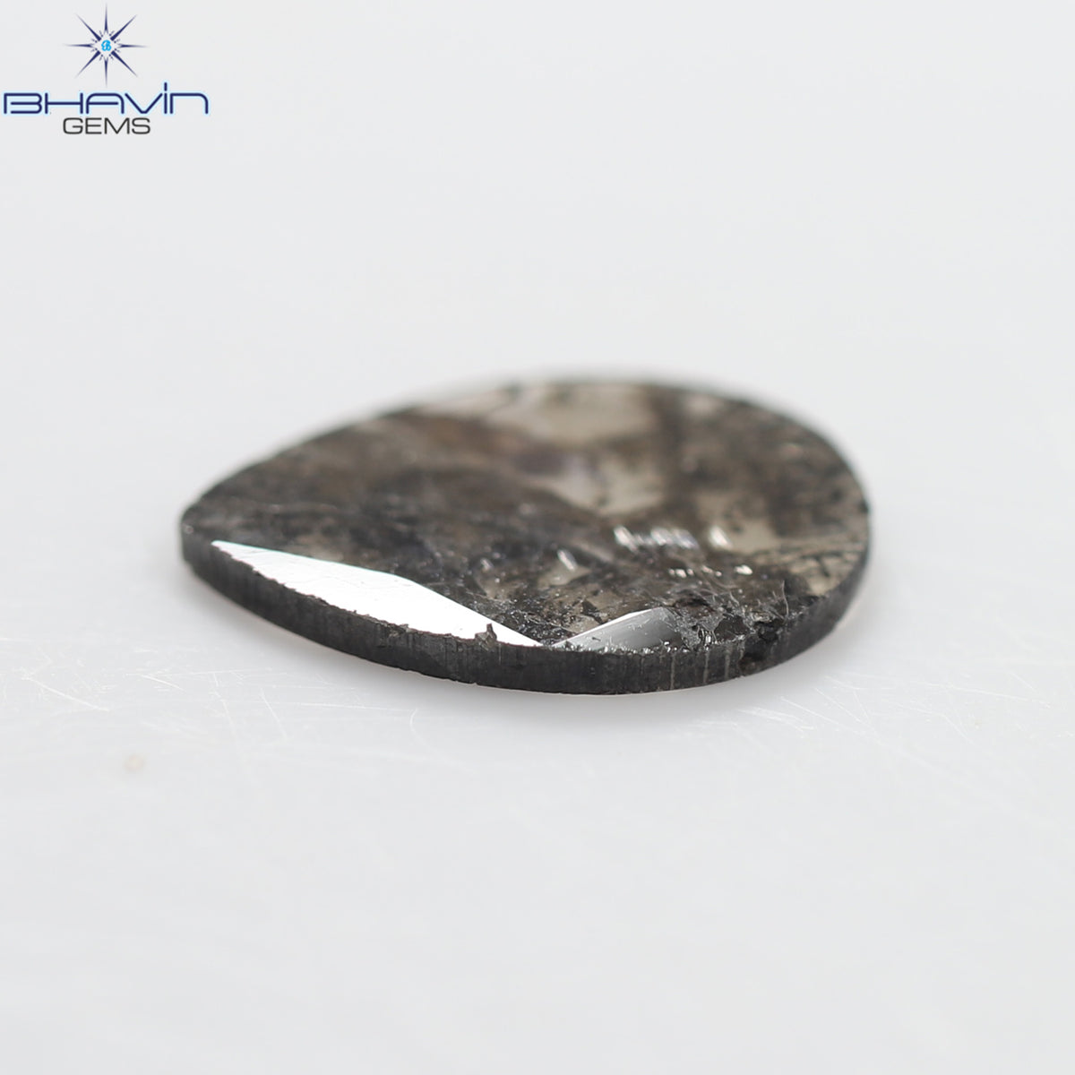 1.06 CT Natural Pear Slice Diamond Salt and Pepper Color Clarity I3 (11.09 MM)