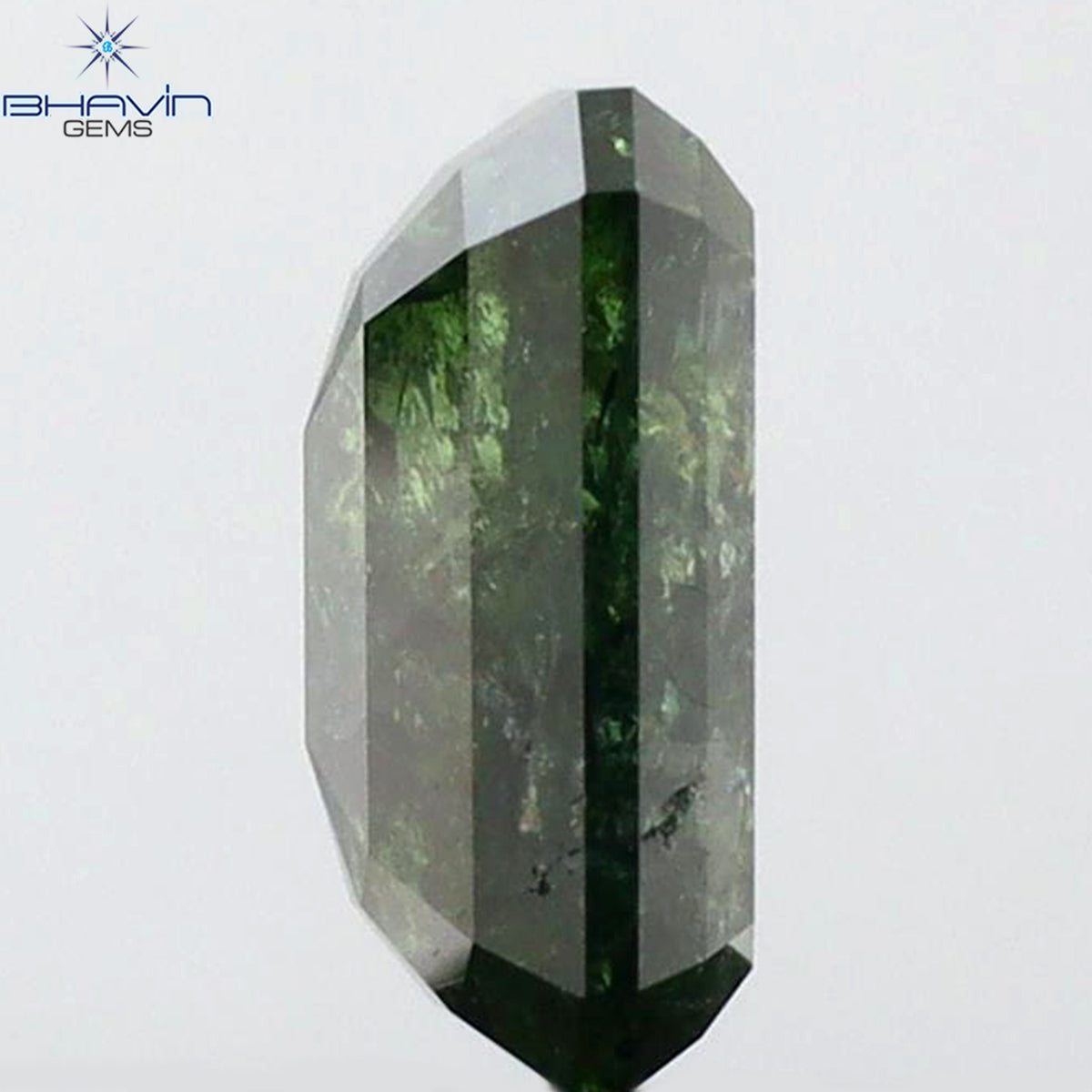 1.11 CT エメラルドシェイプ 天然ダイヤモンド グリーンカラー I3 クラリティ (7.02 MM)